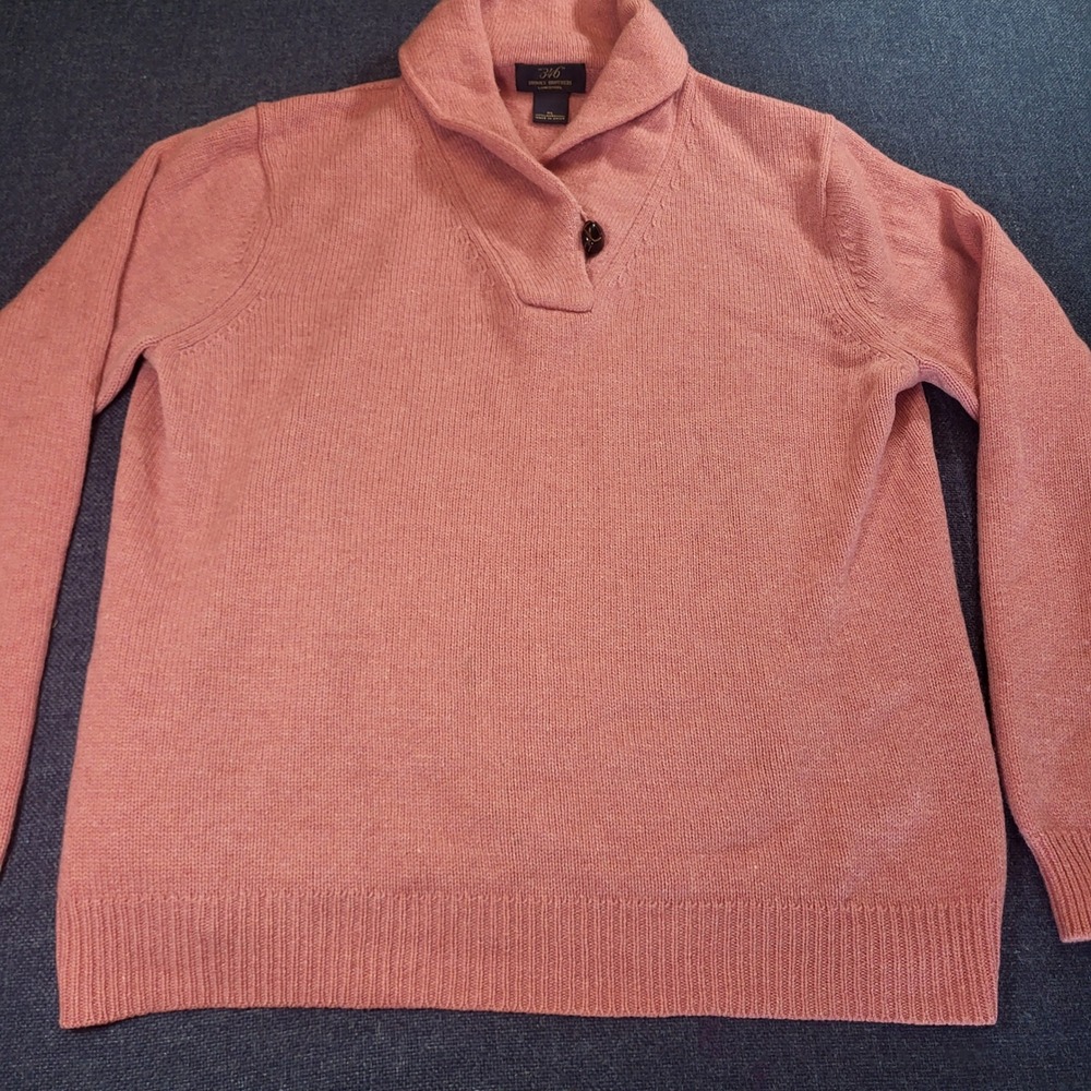 Brooks Brothers 346 Women's XL Pink 100% Lambswool Shawl Collar Button Sweater